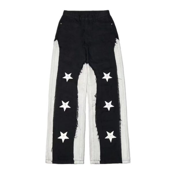women's jeans american street wear retro trend stitching jeans women y2k letter star print high waist casual oversized straight pants w, Blue
women's jeans american street wear retro trend stitching jeans women y2k letter star print high waist casual oversized straight pants w, Blue