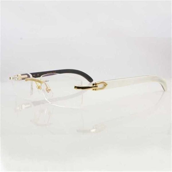 women's fashion designer sunglasses clear eye frames for men women accessories rimless natural buffalo horn gold transparent eyeglasses, White;black
women's fashion designer sunglasses clear eye frames for men women accessories rimless natural buffalo horn gold transparent eyeglasses, White;black