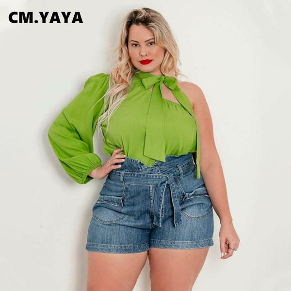 women's plus size tshirt cm.yaya plus size women tshirts solid one shoulder full sleeve bandage skew collar office lady high street fa, Black
women's plus size tshirt cm.yaya plus size women tshirts solid one shoulder full sleeve bandage skew collar office lady high street fa, Black