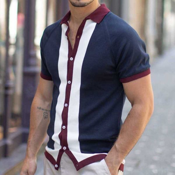 men's polos large men's single breasted stitching contrast color knit shirt men's casual polo shirt sy0008, White;black
men's polos large men's single breasted stitching contrast color knit shirt men's casual polo shirt sy0008, White;black