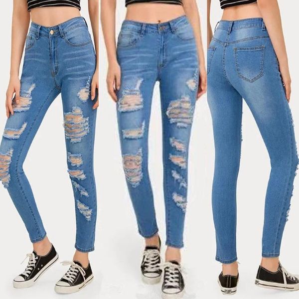 european and american women's jeans with holes show thin elasticity, autumn wash, small feet, tight buttocks, and torn pants, Blue
european and american women's jeans with holes show thin elasticity, autumn wash, small feet, tight buttocks, and torn pants, Blue