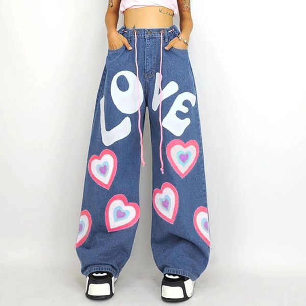 women's jeans oversized love print jeans women's street fashion mopping pants straight wide leg pants retro graffiti slouchy jeans, Blue
women's jeans oversized love print jeans women's street fashion mopping pants straight wide leg pants retro graffiti slouchy jeans, Blue