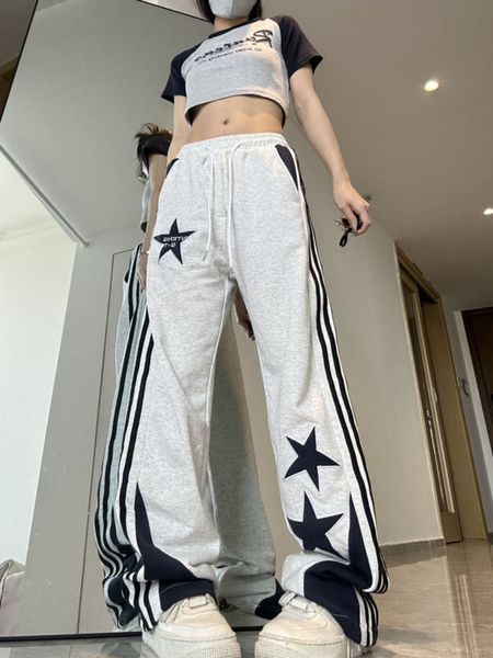 women's pants capris striped star embroidered joggers women pants retro color matching casual y2k loose sweatpants fashion straight leg, Black;white
women's pants capris striped star embroidered joggers women pants retro color matching casual y2k loose sweatpants fashion straight leg, Black;white