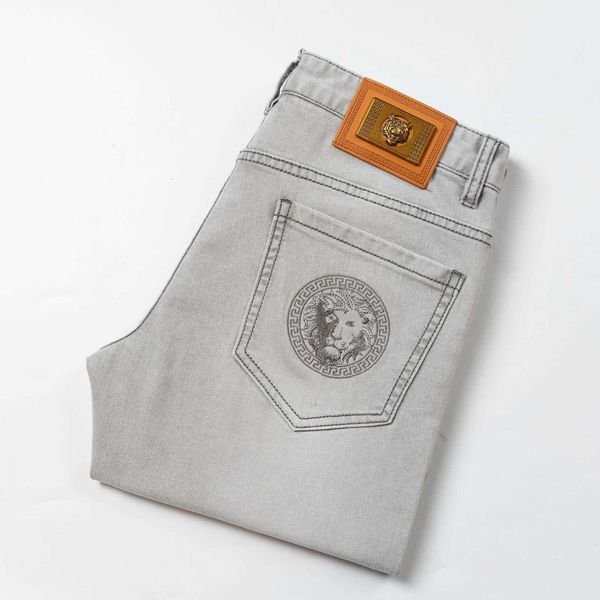 thin boutique cgiui jeans men's slim fit straight pants european tiger head embroidery live broadcast, Blue
thin boutique cgiui jeans men's slim fit straight pants european tiger head embroidery live broadcast, Blue