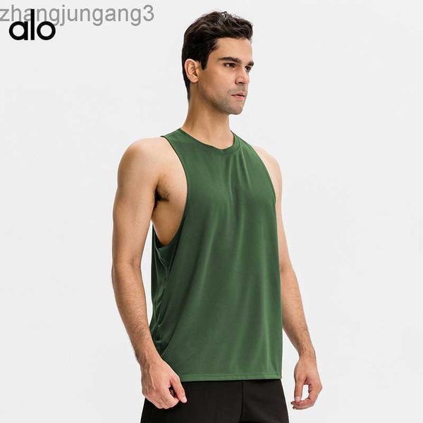 alos yoga tank men's breathable quick dry casual basketball running fitness wear thin loose sleeveless t-shirt top, White;black 
alos yoga tank men's breathable quick dry casual basketball running fitness wear thin loose sleeveless t-shirt top, White;black