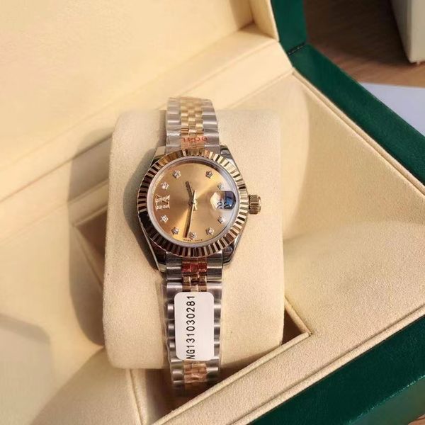 with original box 31mm women's watches gold automatic mechanical crescent bezel stainless steel wristband fashion girl watch gift, Slivery;brown
with original box 31mm women's watches gold automatic mechanical crescent bezel stainless steel wristband fashion girl watch gift, Slivery;brown