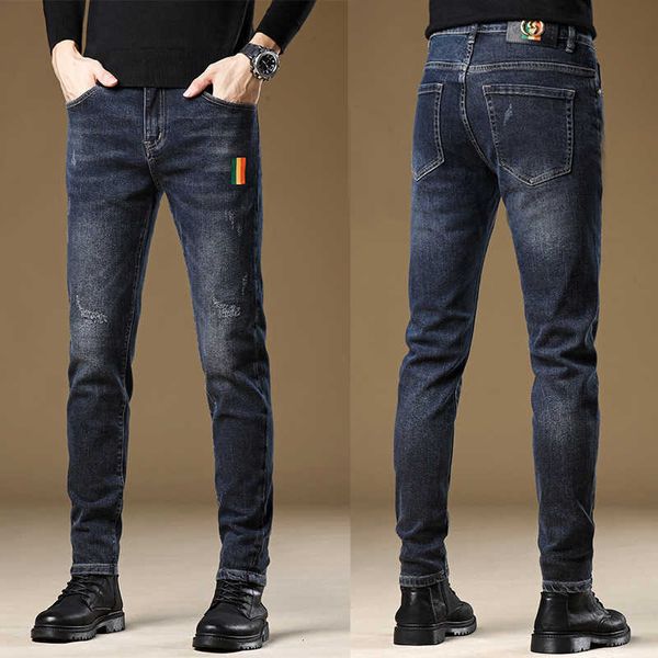 winter autumn and jeans men's high end quality slim fit cotton elastic feet long pants double g, Blue
winter autumn and jeans men's high end quality slim fit cotton elastic feet long pants double g, Blue