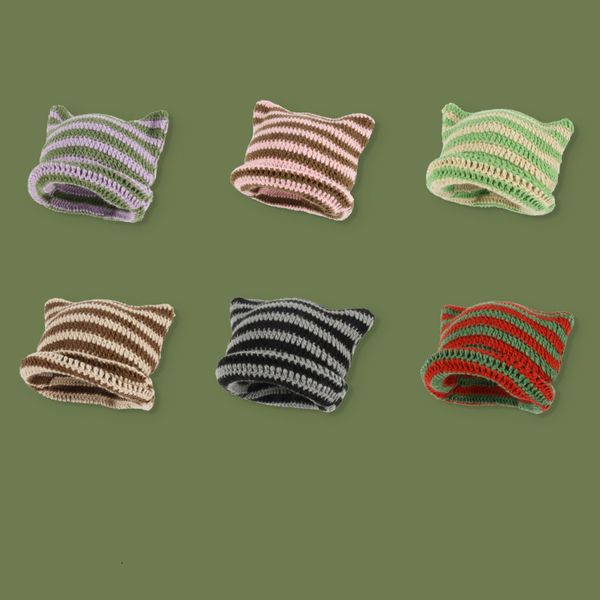 beanieskull caps japanese beanie hat ins little devil striped knitted wool cap autumn and winter cute cat ears pointed pullover women's, Blue;gray
beanieskull caps japanese beanie hat ins little devil striped knitted wool cap autumn and winter cute cat ears pointed pullover women's, Blue;gray