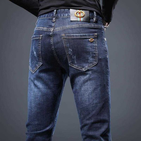 jeans light luxury men's 22 autumn products slim fit cotton elastic double g brand trend, Blue
jeans light luxury men's 22 autumn products slim fit cotton elastic double g brand trend, Blue
