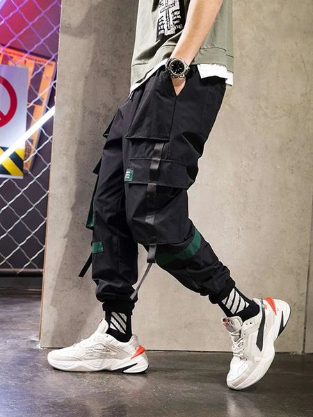 men's pants spring summer multi-pockets ribbon cargo pants men hip hop streetwear black joggers male breathable casual pants 230327 
men's pants spring summer multi-pockets ribbon cargo pants men hip hop streetwear black joggers male breathable casual pants 230327