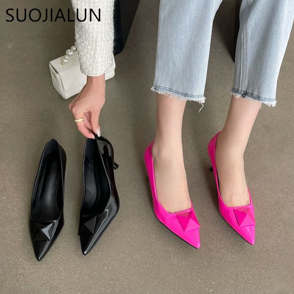 dress shoes suojialun spring brand women pumps shoes fashion big rivet thin high heel dress shoes pointed toe shallow working shoes 230327, Black
dress shoes suojialun spring brand women pumps shoes fashion big rivet thin high heel dress shoes pointed toe shallow working shoes 230327, Black