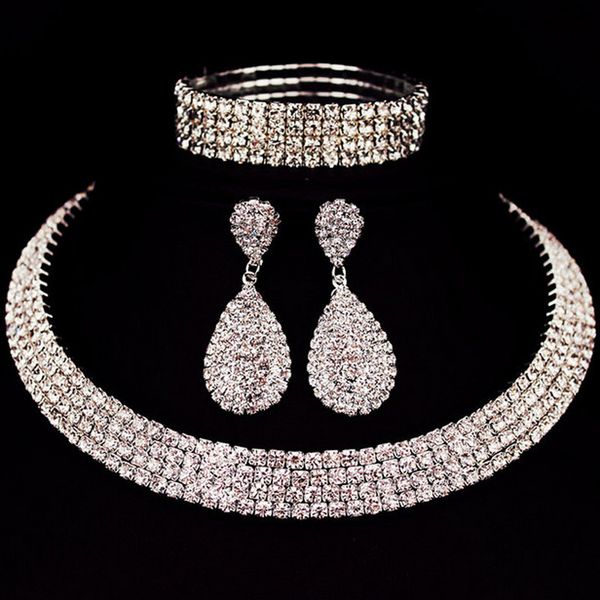 wedding accessories bride jewelry classic rhinestone crystal choker necklace earrings and bracelet wedding jewelry sets wedding accessories, White
wedding accessories bride jewelry classic rhinestone crystal choker necklace earrings and bracelet wedding jewelry sets wedding accessories, White