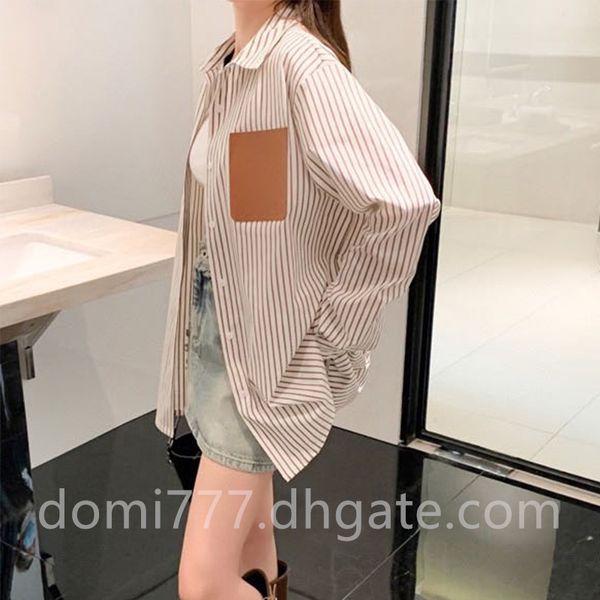 fashion pu leather label women's striped shirt with logo pure cotton lapel casual long sleeve khaki sml, White
fashion pu leather label women's striped shirt with logo pure cotton lapel casual long sleeve khaki sml, White