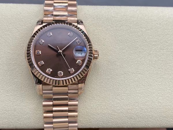 with original box classic stainless steel 31mm sapphire watch women lady automatic mechanical diamond rose gold shell dial, Slivery;brown
with original box classic stainless steel 31mm sapphire watch women lady automatic mechanical diamond rose gold shell dial, Slivery;brown