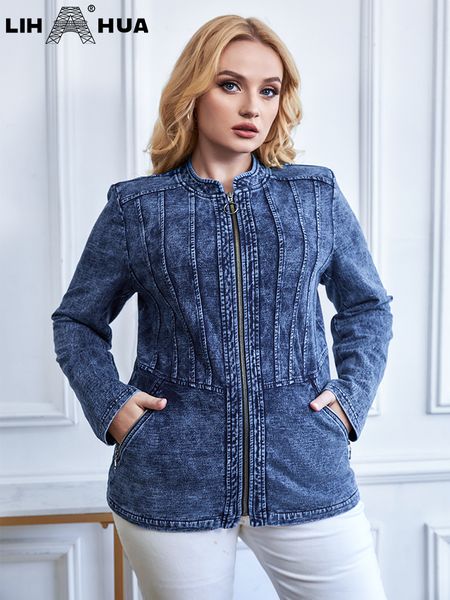 women's plus size outerwear coats lih hua women's plus size denim jacket autumn chic elegant jacket for chubby women round neck kn, Black
women's plus size outerwear coats lih hua women's plus size denim jacket autumn chic elegant jacket for chubby women round neck kn, Black