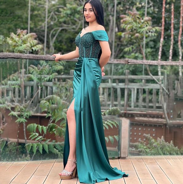 hunter green beading formal evening dress 2023 satin saudi arabia lace satin slit celebrity style mermaid off shoulder ruched prom party gow, Black;red
hunter green beading formal evening dress 2023 satin saudi arabia lace satin slit celebrity style mermaid off shoulder ruched prom party gow, Black;red
