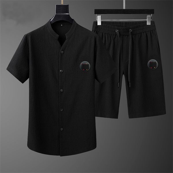 men's summer female designer suit business leisure sports suit mens ice silk short sleeve t shirt shorts a set of boys with fashion, White;black
men's summer female designer suit business leisure sports suit mens ice silk short sleeve t shirt shorts a set of boys with fashion, White;black