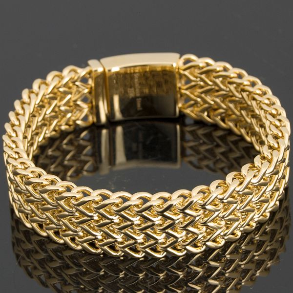 charm bracelets luxury yellow gold color bracelet for men 18mm wide stainless steel men's hand bracelets metal jewelry gifts for boyfri, Golden;silver
charm bracelets luxury yellow gold color bracelet for men 18mm wide stainless steel men's hand bracelets metal jewelry gifts for boyfri, Golden;silver