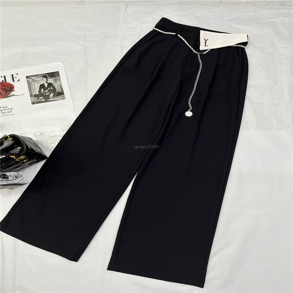 23ss fw women designer pants with chain letters belt female girls high end custom milan runway brand casual jersey outwear wide leg pants lo, Black;white
23ss fw women designer pants with chain letters belt female girls high end custom milan runway brand casual jersey outwear wide leg pants lo, Black;white