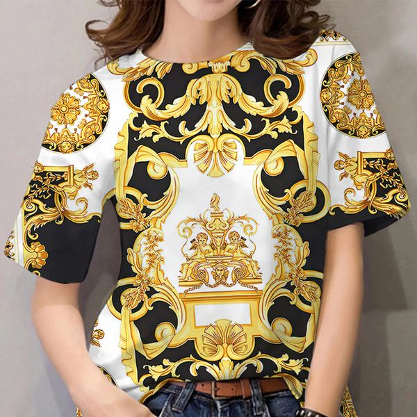 womens tshirt summer womens tshirts short sleeves 3d baroque luxury shirts designer clothing female tee casual oneck oversized tshirt 23032, White
womens tshirt summer womens tshirts short sleeves 3d baroque luxury shirts designer clothing female tee casual oneck oversized tshirt 23032, White