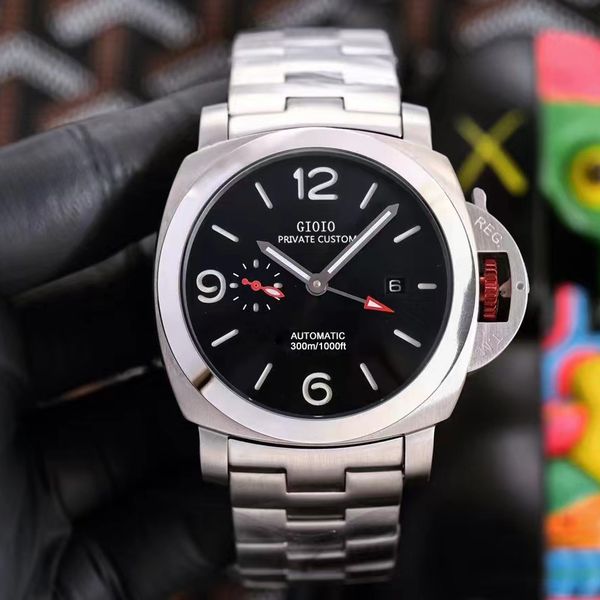 0 0 44mm mens mechanical automatic watch silver black gmt stainless steel advanced luminous, Slivery;brown
0 0 44mm mens mechanical automatic watch silver black gmt stainless steel advanced luminous, Slivery;brown