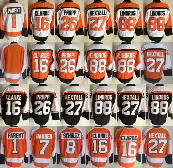 men retro ice hockey vintage 16 bobby clarke jersey 27 ron hextall 26 brian propp 1 bernie parent 7 bill barber 88 eric lindros 8 dave schul, Black;red
men retro ice hockey vintage 16 bobby clarke jersey 27 ron hextall 26 brian propp 1 bernie parent 7 bill barber 88 eric lindros 8 dave schul, Black;red