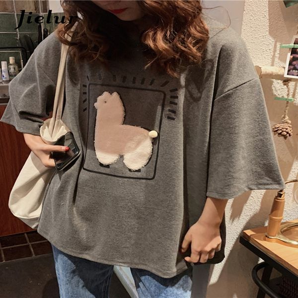 women's t-shirt jielur cartoon alpaca animal printed casual loose -xl size korean style summer short sleeve women female t-shirts, White
women's t-shirt jielur cartoon alpaca animal printed casual loose -xl size korean style summer short sleeve women female t-shirts, White