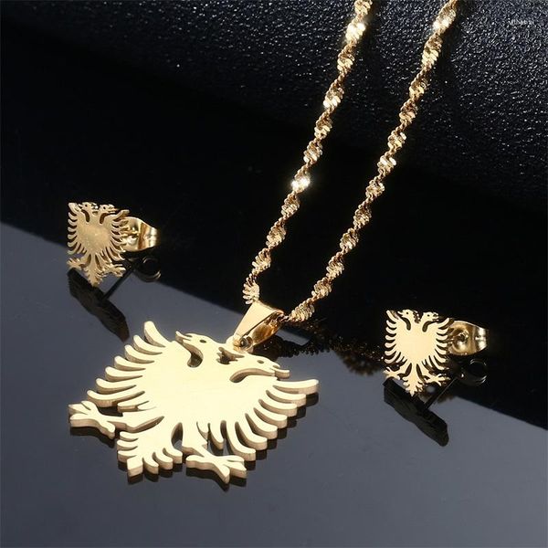 pendant necklaces albania eagle earrings sets stainless steel jewelry ethnic women girl, Silver
pendant necklaces albania eagle earrings sets stainless steel jewelry ethnic women girl, Silver