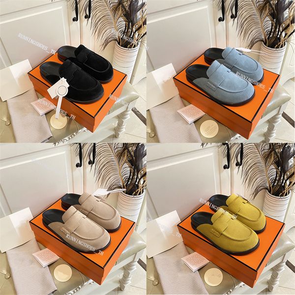 designers slippers suede mules women slides rubber flat sandals thick bottom mule classic wrapped toe leather slipper, Black
designers slippers suede mules women slides rubber flat sandals thick bottom mule classic wrapped toe leather slipper, Black