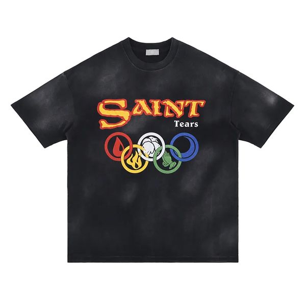 designer fashion t shirt saint michael spring and summer new letter ring print exclusive wash round neck short sleeve loose tee, White;black
designer fashion t shirt saint michael spring and summer new letter ring print exclusive wash round neck short sleeve loose tee, White;black
