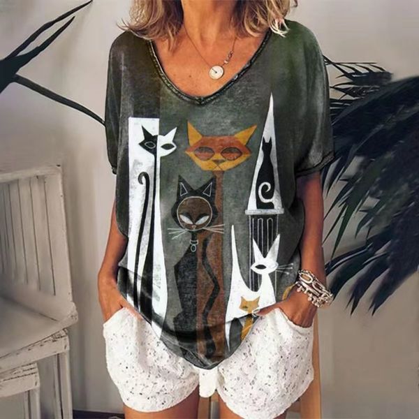 womens tshirt vintage womens tshirt cartoon kitten print shirt vneck girls clothes harajuku short sleeve sweatshirt summer oversized blouse, White
womens tshirt vintage womens tshirt cartoon kitten print shirt vneck girls clothes harajuku short sleeve sweatshirt summer oversized blouse, White