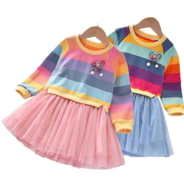 girl's dresses baby girls dress princess autumn sweater fleece gauze tutu dresses children clothing long sleeve rainbow stripes dress f, Red;yellow
girl's dresses baby girls dress princess autumn sweater fleece gauze tutu dresses children clothing long sleeve rainbow stripes dress f, Red;yellow