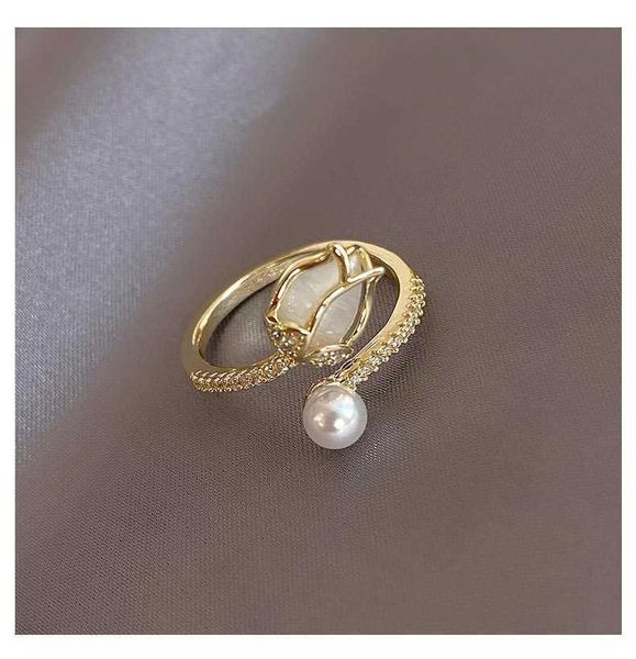 band rings 2022 korean new tulip flower pearl ring fashion temperament versatile open ring elegant women's jewelry g230327, Silver
band rings 2022 korean new tulip flower pearl ring fashion temperament versatile open ring elegant women's jewelry g230327, Silver