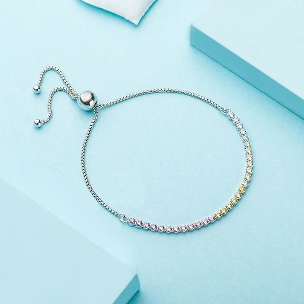 925 sterling silver multi-color sparkling strand bracelet with multi-color cz adjustable pandora style bracelet, Golden;silver
925 sterling silver multi-color sparkling strand bracelet with multi-color cz adjustable pandora style bracelet, Golden;silver