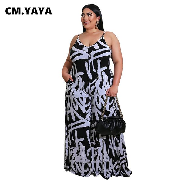 women's plus size jumpsuits rompers cm.yaya plus size xl5xl letter print spaghetti strap elastic jumpsuit women street overall romper s, Black
women's plus size jumpsuits rompers cm.yaya plus size xl5xl letter print spaghetti strap elastic jumpsuit women street overall romper s, Black