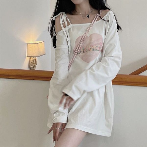 women's tshirt houzhou kawaii women japanese sweet off shoulder lace up long sleeve graphic t shirts cute korean fashion for girls 233, White
women's tshirt houzhou kawaii women japanese sweet off shoulder lace up long sleeve graphic t shirts cute korean fashion for girls 233, White