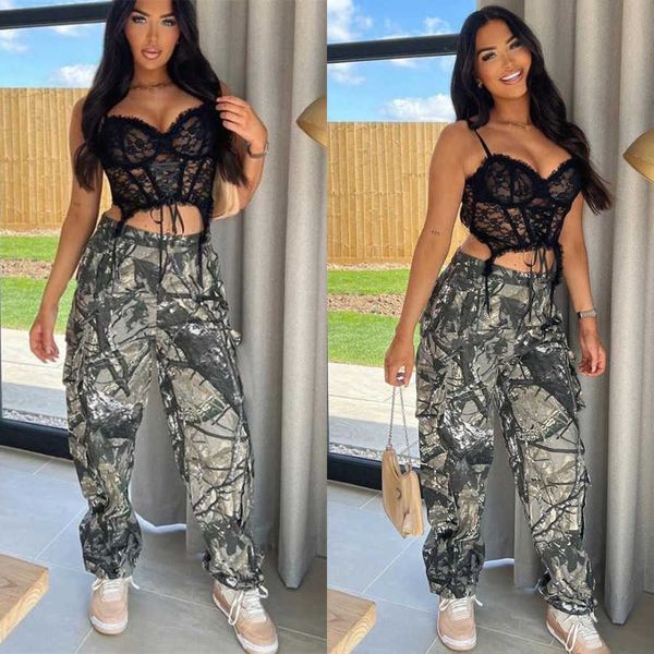 casual designer women clothes 2023 summer cargo pants new camouflage loose leisure zipper pocket pants, Black;white
casual designer women clothes 2023 summer cargo pants new camouflage loose leisure zipper pocket pants, Black;white