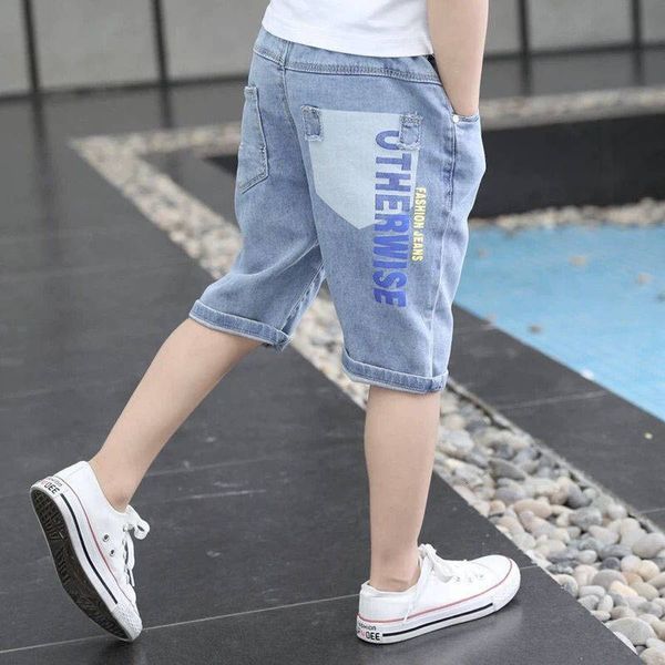 shorts denim for kid boys summer jean children casual letter cotton bottom calf length pant 110160 230327, Black 
shorts denim for kid boys summer jean children casual letter cotton bottom calf length pant 110160 230327, Black