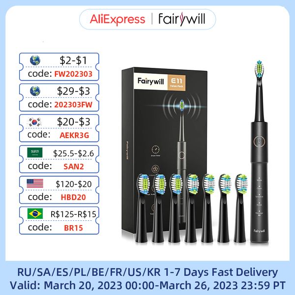 toothbrush fairywill sonic electric toothbrush e11 waterproof usb charge rechargeable electric toothbrush 8 brush replacement heads 230327
toothbrush fairywill sonic electric toothbrush e11 waterproof usb charge rechargeable electric toothbrush 8 brush replacement heads 230327