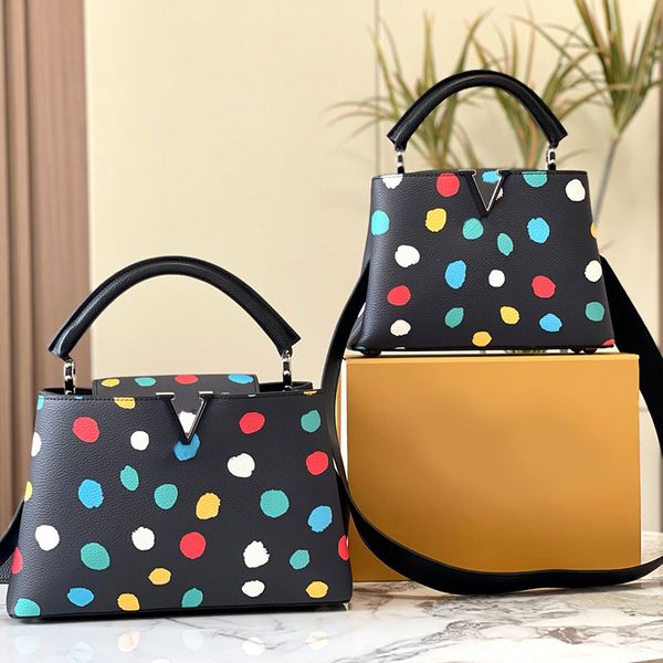 women tote bag litchi grain leather handbag colored dots printed shoulder cross body bags fashion letter clasp shopping purse capucine handb
women tote bag litchi grain leather handbag colored dots printed shoulder cross body bags fashion letter clasp shopping purse capucine handb