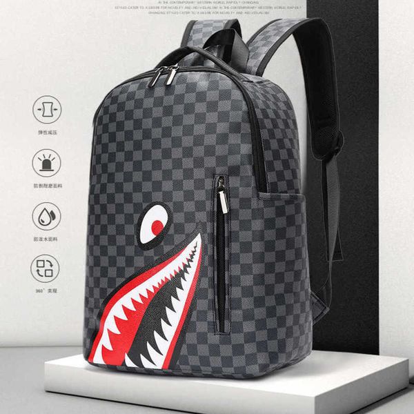 men's leisure backpack student computer backpack fashion trend check backpack large capacity waterproof shark bag 230327
men's leisure backpack student computer backpack fashion trend check backpack large capacity waterproof shark bag 230327