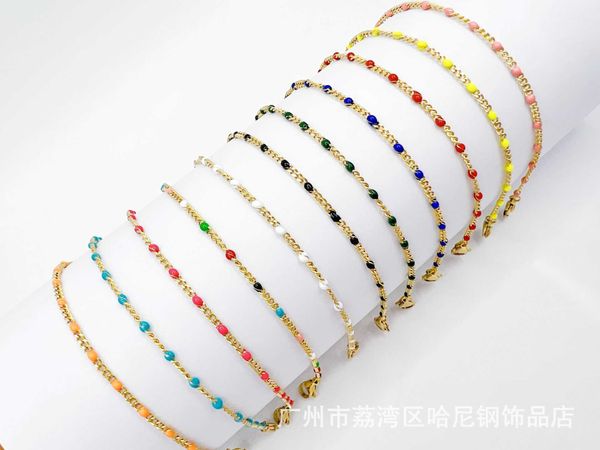 charm bracelets necklaces colorful bracelet stainless steel cuban oil dropping chain beach foot ring simple women's jewelry, Golden;silver
charm bracelets necklaces colorful bracelet stainless steel cuban oil dropping chain beach foot ring simple women's jewelry, Golden;silver