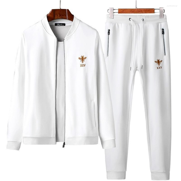 men's tracksuits autumn and winter casual sports long-sleeved trousers embroidered bee sweater two-piece tracksuit, Gray
men's tracksuits autumn and winter casual sports long-sleeved trousers embroidered bee sweater two-piece tracksuit, Gray