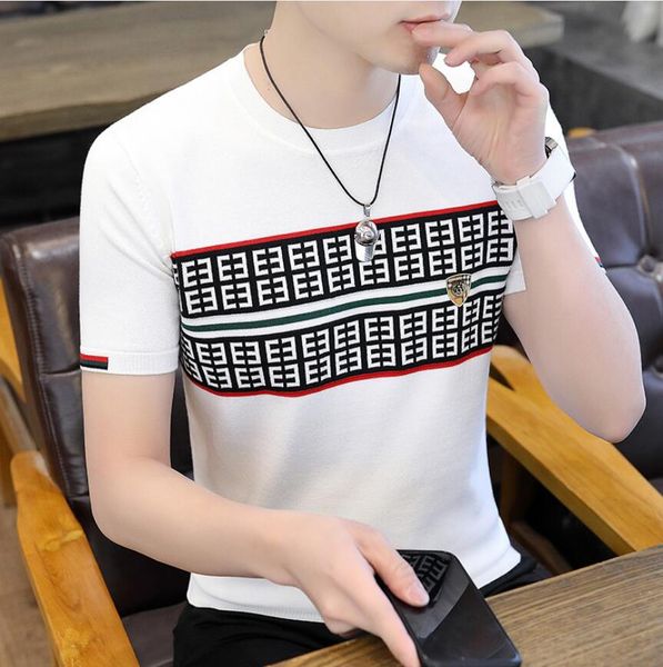 men's t-shirts designer summer new personalized jacquard embroidery slim fit elastic cool ice silk short sleeve t-shirt youth crew neck, White;black
men's t-shirts designer summer new personalized jacquard embroidery slim fit elastic cool ice silk short sleeve t-shirt youth crew neck, White;black