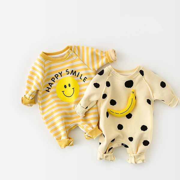 rompers milancel baby girls clothes banana jumpsuit smile infant girl clothing 230327, Blue