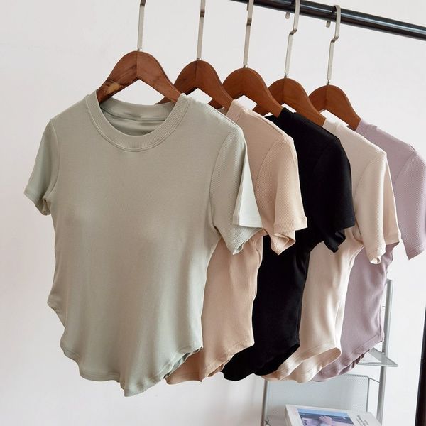 ll yoga suit round neck short sleeve t-shirt threaded milk card color running fiess slim fit shockproof yoga with chest pads
ll yoga suit round neck short sleeve t-shirt threaded milk card color running fiess slim fit shockproof yoga with chest pads