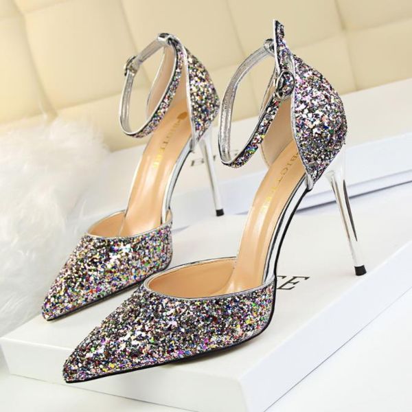 thin heel high heel shallow mouth pointed head hollow sequins night shop slim women's sandals, Black
thin heel high heel shallow mouth pointed head hollow sequins night shop slim women's sandals, Black