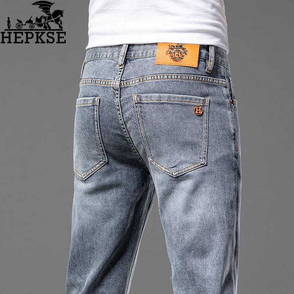 end fine high brand men's jeans spring thin korean elastic slim fit jeans men's, Blue
end fine high brand men's jeans spring thin korean elastic slim fit jeans men's, Blue