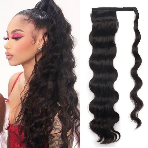 24" long body wave ponytails human hair extension wraps around pony tail hairpiece wet and wavy 160g clip ins natural black girsl lady
24" long body wave ponytails human hair extension wraps around pony tail hairpiece wet and wavy 160g clip ins natural black girsl lady