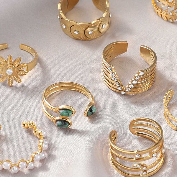 band rings luxury gold ring stainless steel ring for women vintage hollow pearl adjustable rings aesthetic designer jewelry trend 2022 g2303, Silver
band rings luxury gold ring stainless steel ring for women vintage hollow pearl adjustable rings aesthetic designer jewelry trend 2022 g2303, Silver